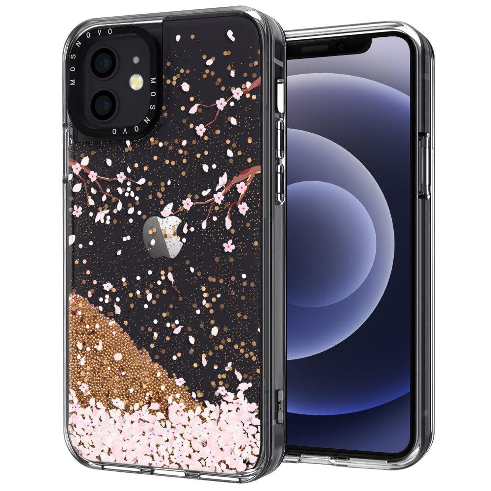 Sakura Flowers Blossom Glitter Phone Case - iPhone 12 Mini Case - MOSNOVO