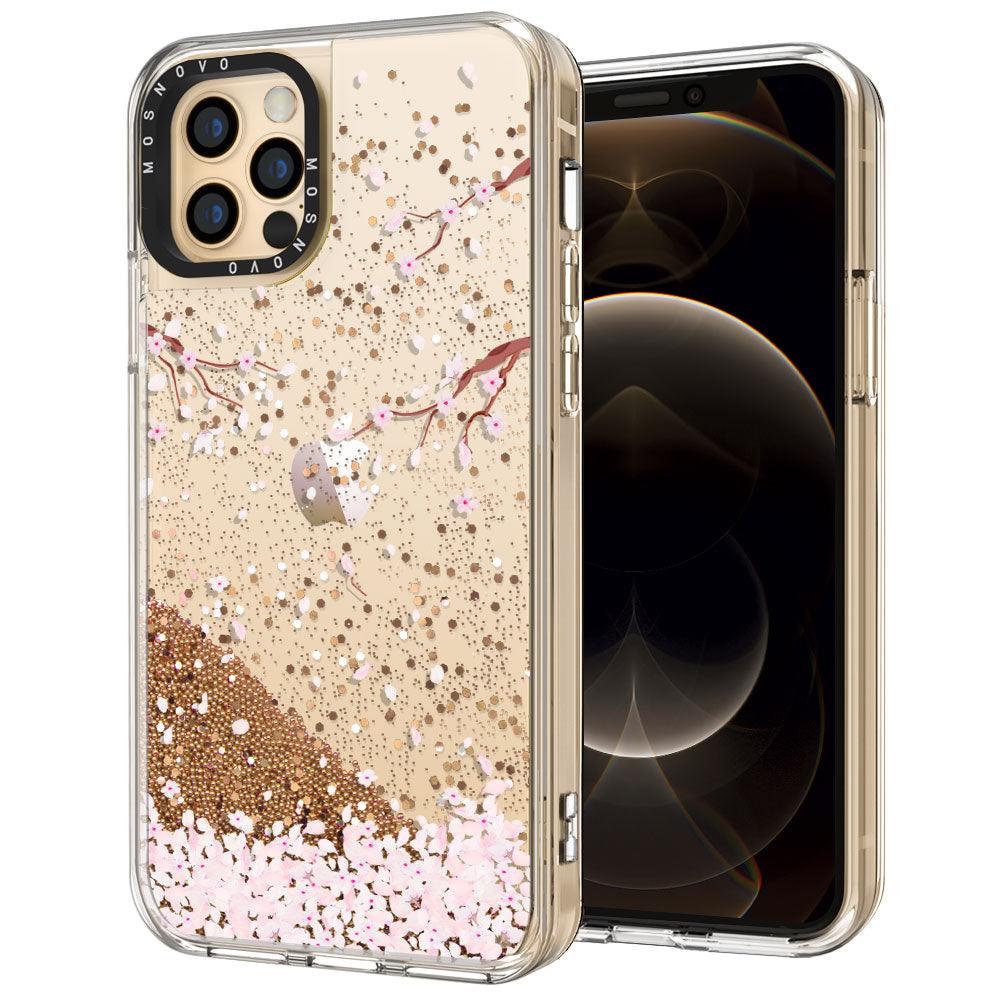 Sakura Flowers Blossom Glitter Phone Case - iPhone 12 Pro Case - MOSNOVO
