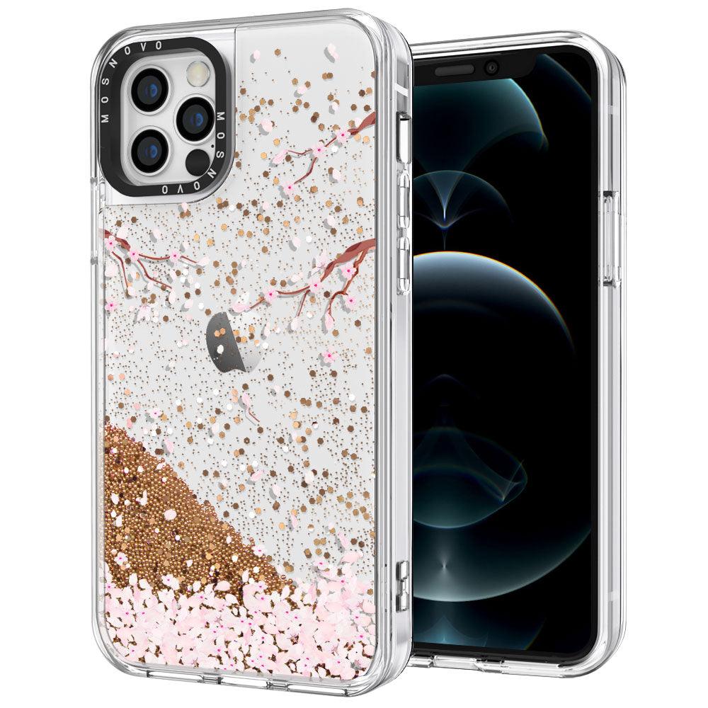 Sakura Flowers Blossom Glitter Phone Case - iPhone 12 Pro Case - MOSNOVO