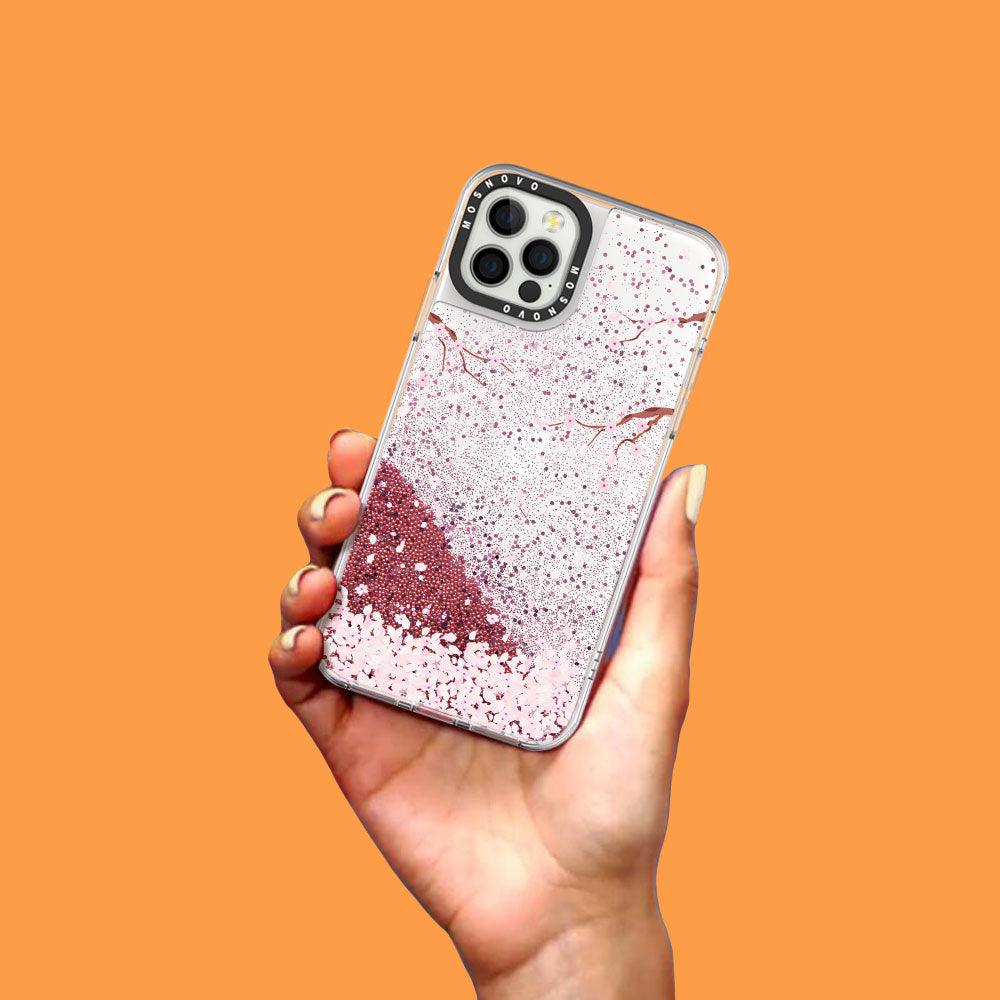 Sakura Flowers Blossom Glitter Phone Case - iPhone 12 Pro Max Case - MOSNOVO