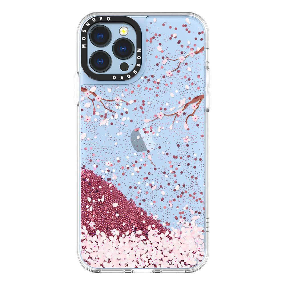 Sakura Flowers Blossom Glitter Phone Case - iPhone 13 Pro Max Case - MOSNOVO