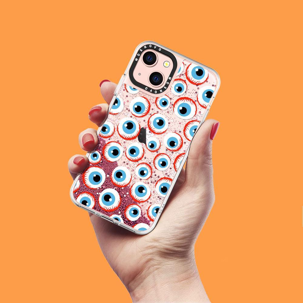 Scary Eyeball Glitter Phone Case - iPhone 13 Case - MOSNOVO