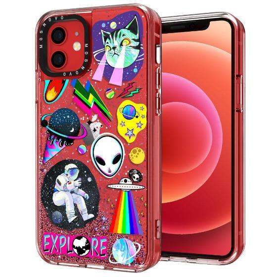 Sci-Fi Stickers Glitter Phone Case - iPhone 12 Case - MOSNOVO