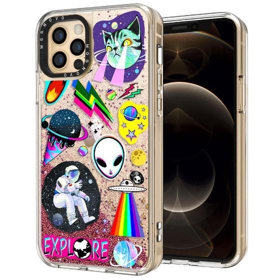 Sci-Fi Stickers Glitter Phone Case - iPhone 12 Pro Case - MOSNOVO