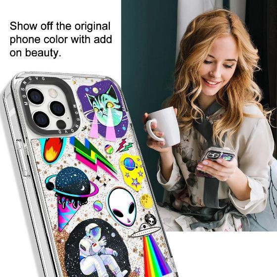 Sci-Fi Stickers Glitter Phone Case - iPhone 12 Pro Case - MOSNOVO
