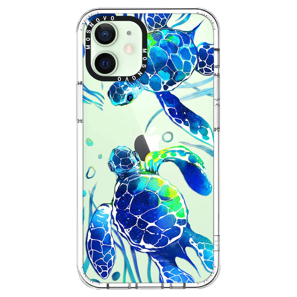 Blue Sea Turtle Phone Case - iPhone 12 Case - MOSNOVO