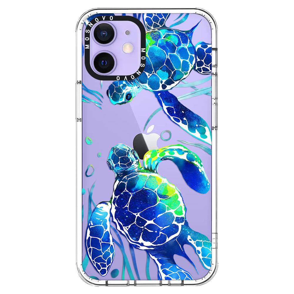 Blue Sea Turtle Phone Case - iPhone 12 Case - MOSNOVO