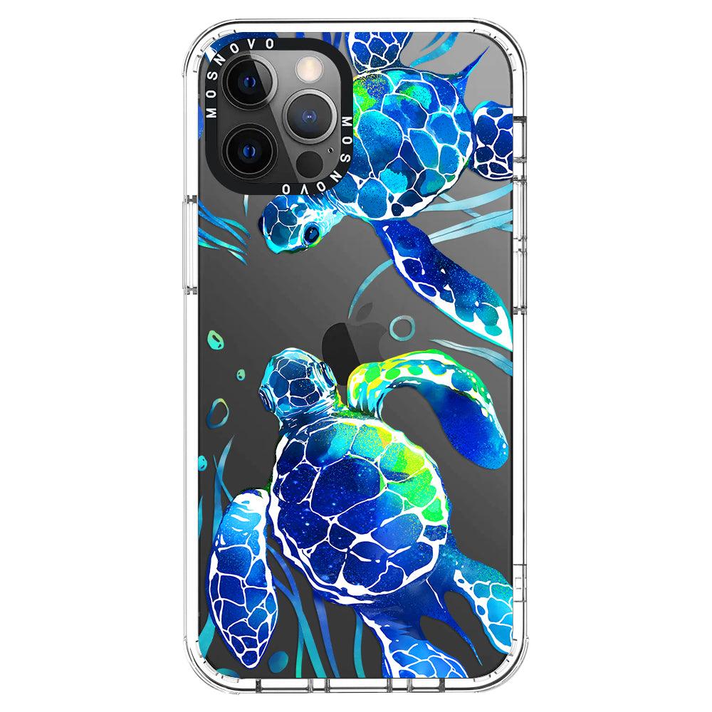 Blue Sea Turtle Phone Case - iPhone 12 Pro Max Case - MOSNOVO