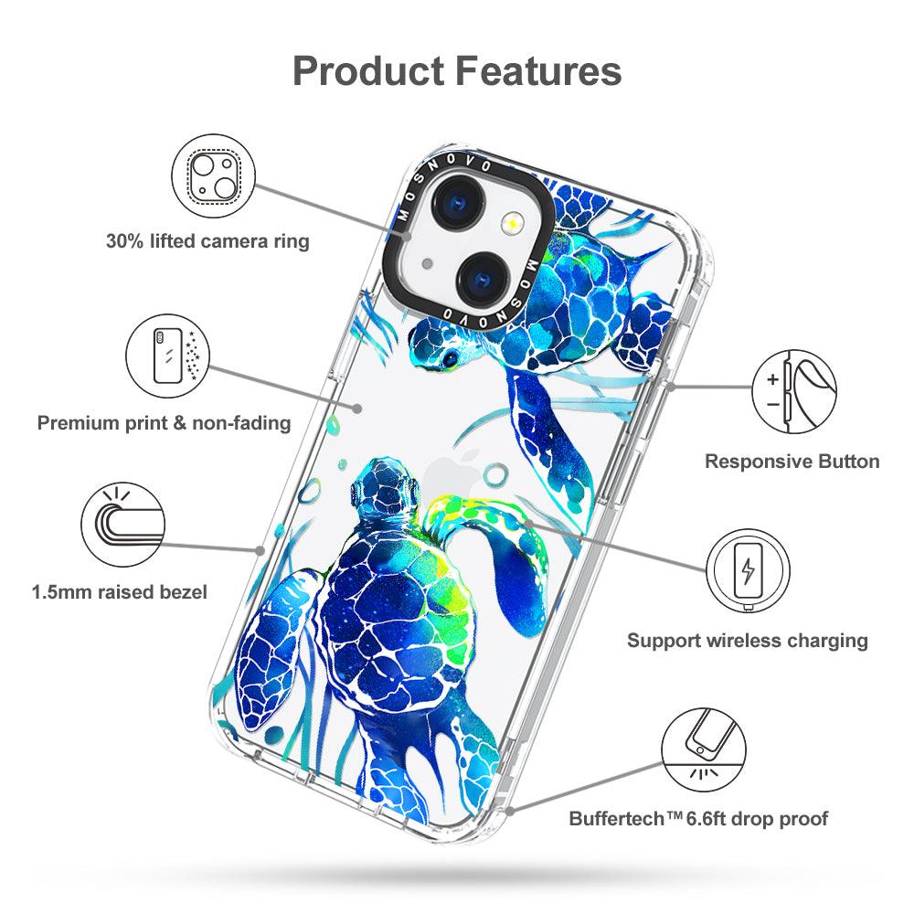 Blue Sea Turtle Phone Case - iPhone 13 Case - MOSNOVO