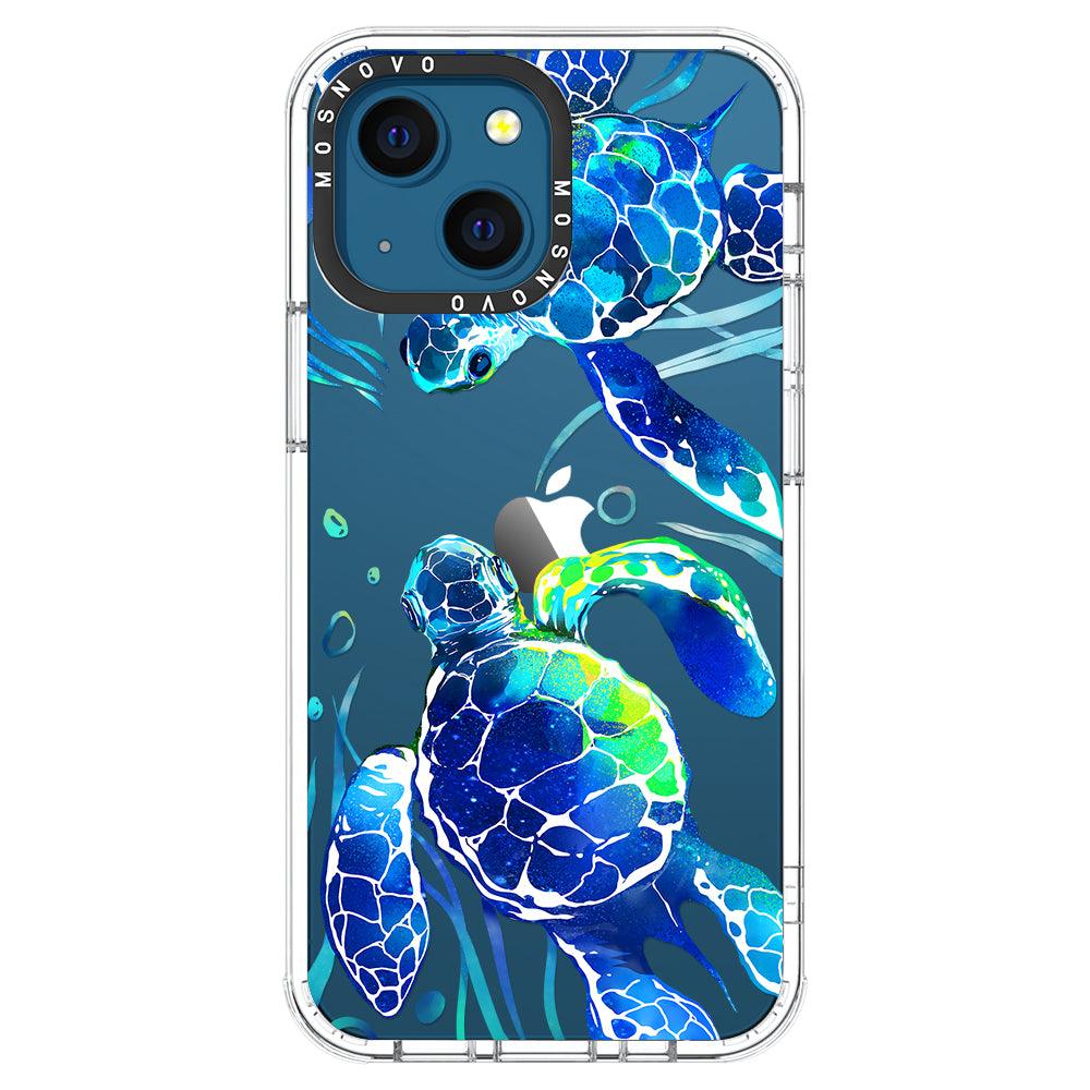 Blue Sea Turtle Phone Case - iPhone 13 Mini Case - MOSNOVO