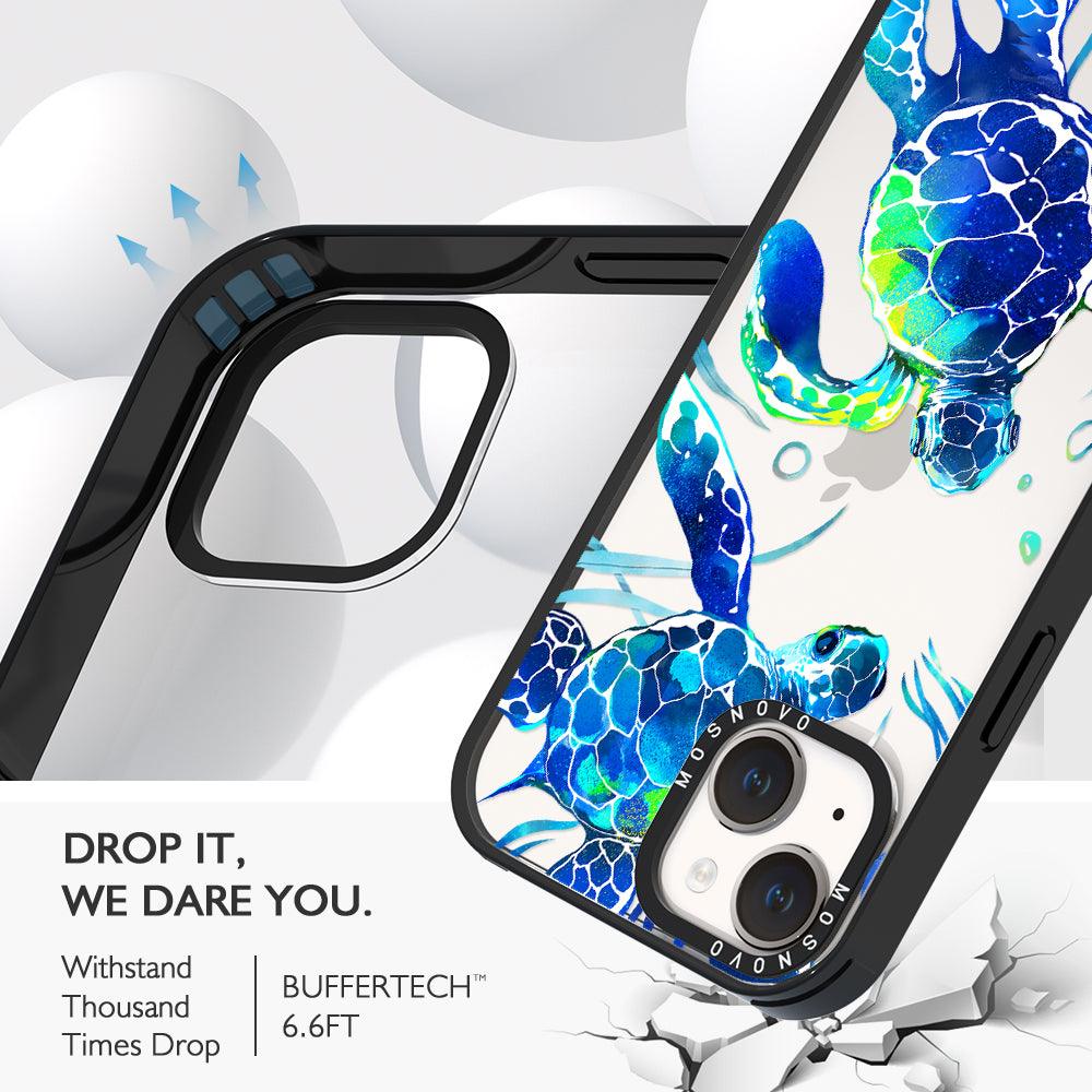 Blue Sea Turtle Phone Case - iPhone 14 Plus Case - MOSNOVO