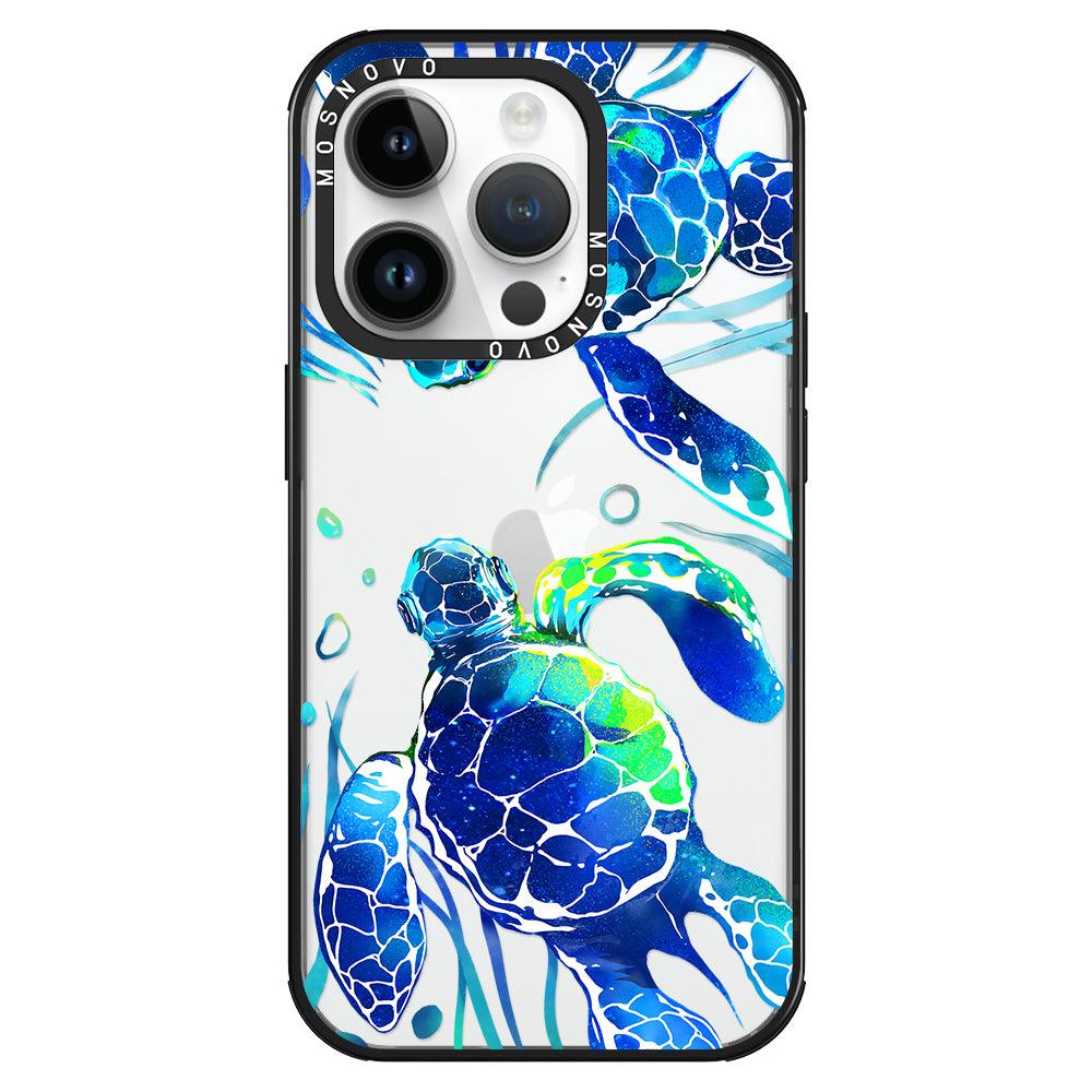 Blue Sea Turtle Phone Case - iPhone 14 Pro Case - MOSNOVO