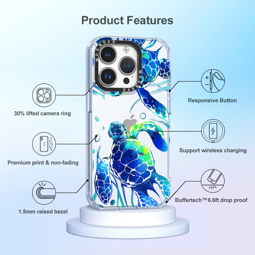 Blue Sea Turtle Phone Case - iPhone 14 Pro Case - MOSNOVO