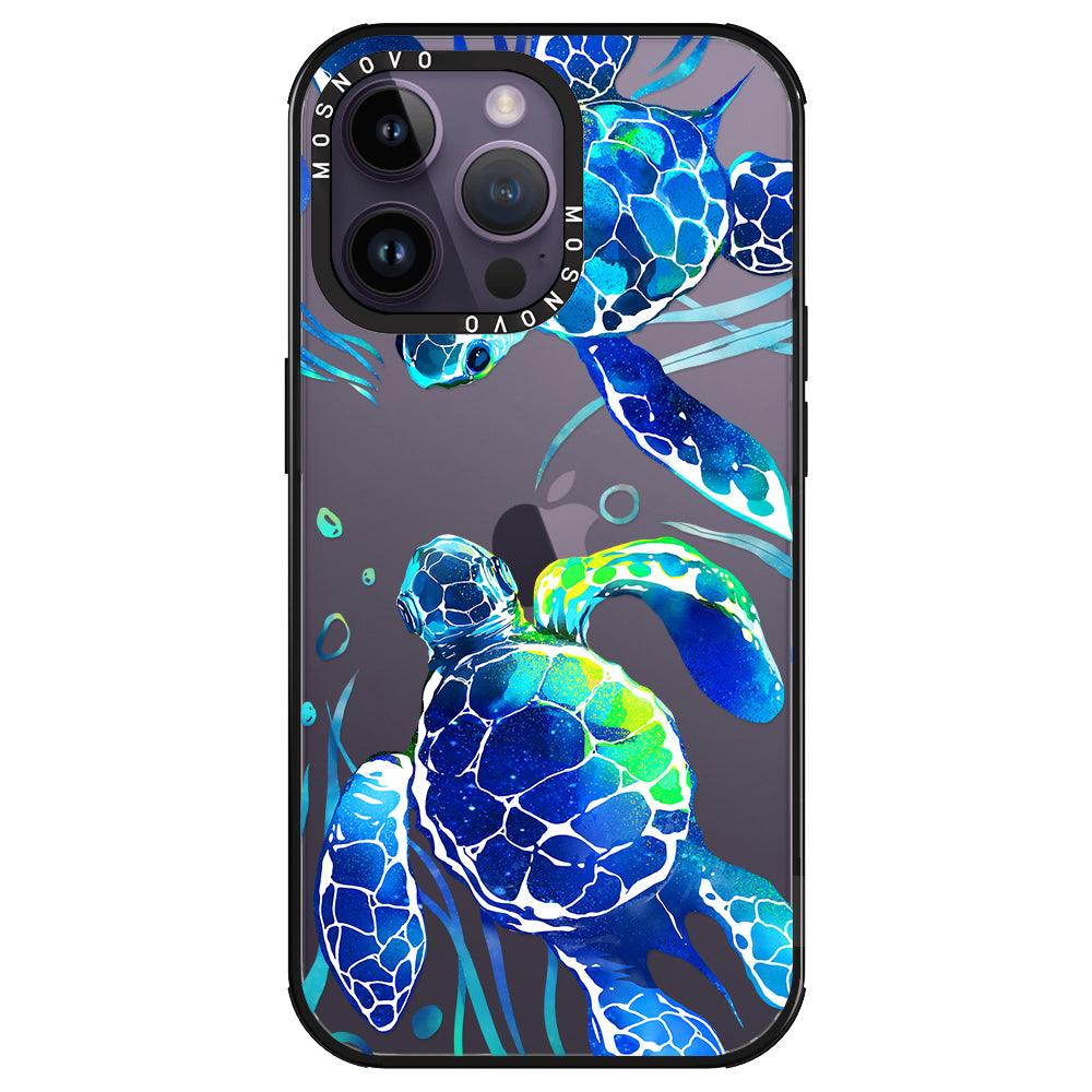 Blue Sea Turtle Phone Case - iPhone 14 Pro Max Case - MOSNOVO
