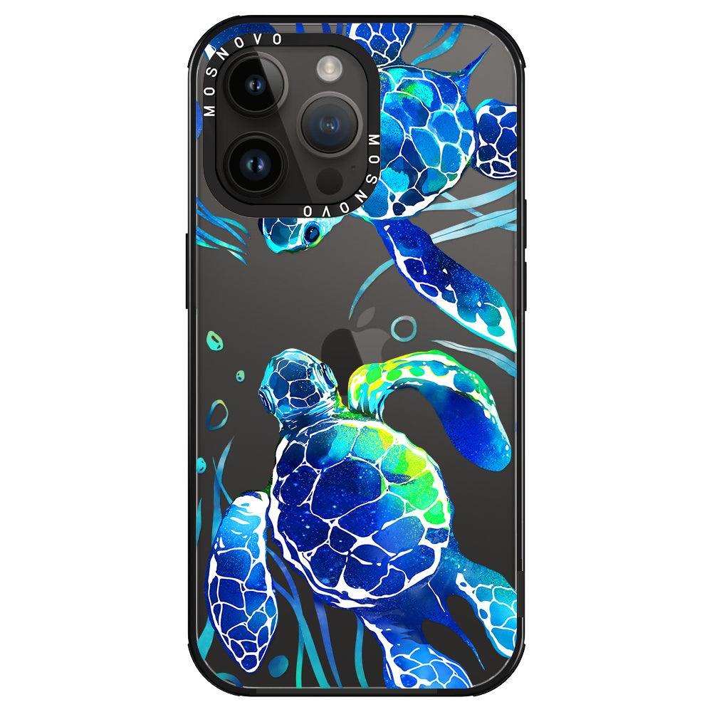 Blue Sea Turtle Phone Case - iPhone 14 Pro Max Case - MOSNOVO