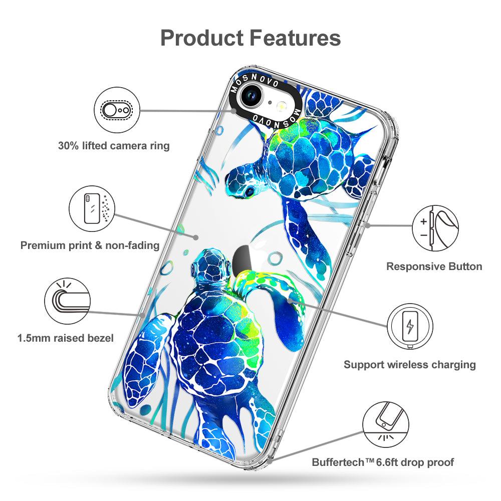 Blue Sea Turtle Phone Case - iPhone SE 2020 Case - MOSNOVO