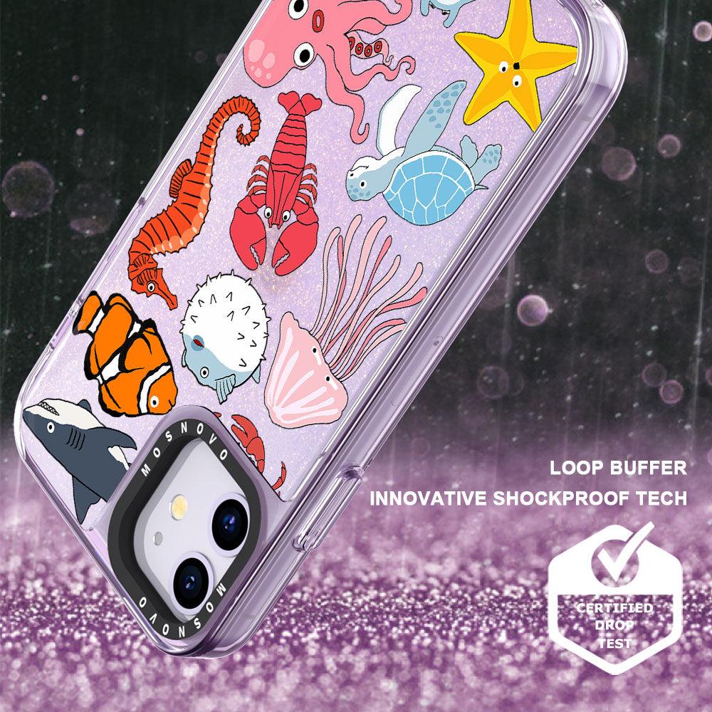 Sea World Glitter Phone Case - iPhone 11 Case - MOSNOVO