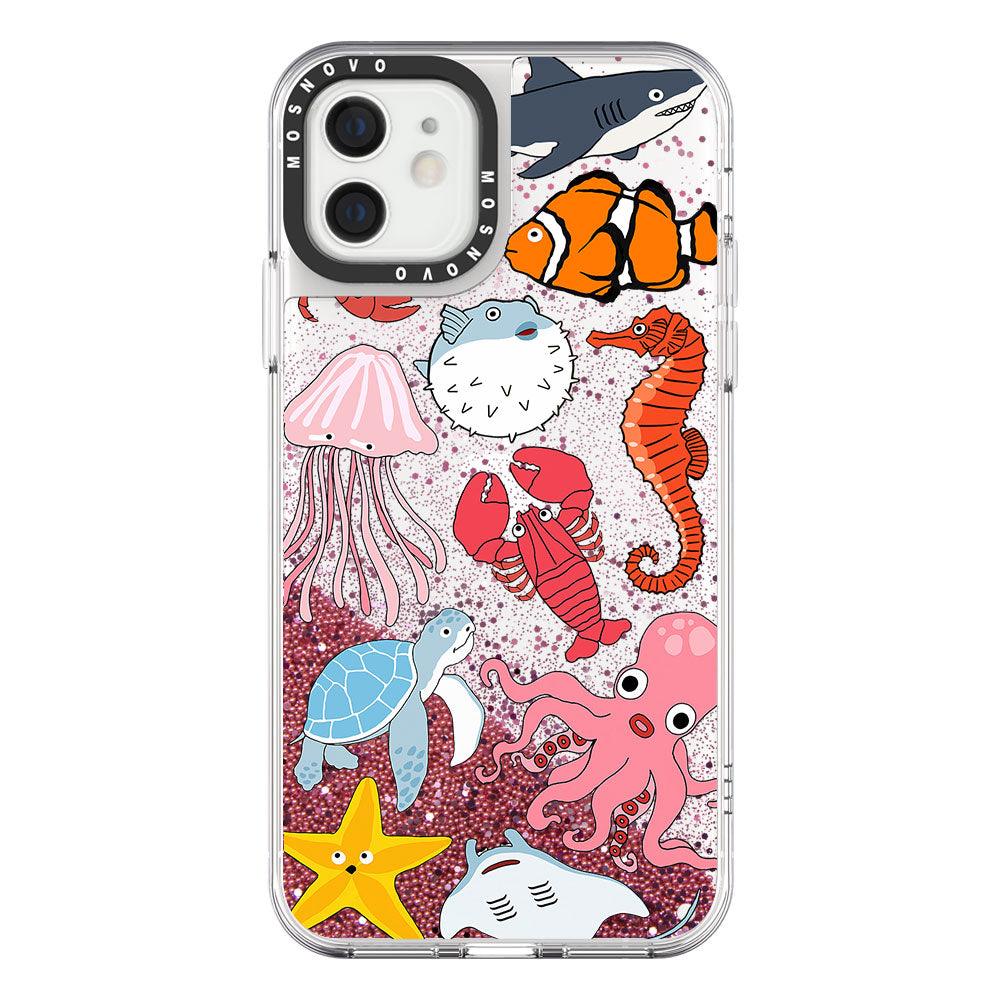 Sea World Glitter Phone Case - iPhone 12 Mini Case - MOSNOVO
