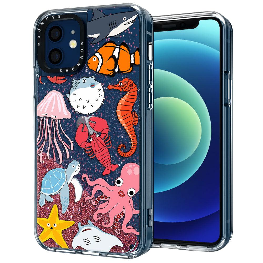 Sea World Glitter Phone Case - iPhone 12 Mini Case - MOSNOVO