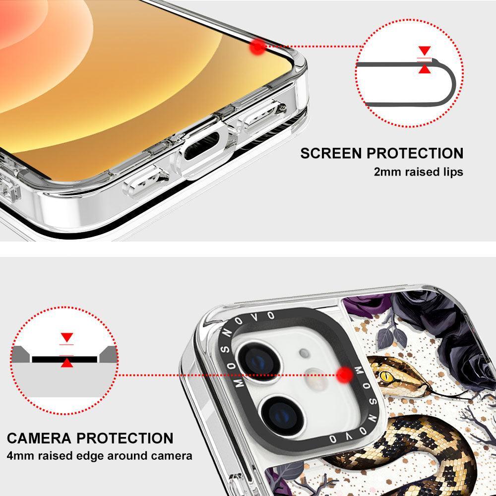 Secret Snake Garden Glitter Phone Case - iPhone 12 Case - MOSNOVO
