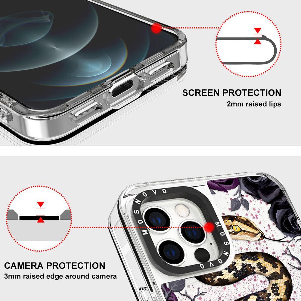 Secret Snake Garden Glitter Phone Case - iPhone 12 Pro Case - MOSNOVO