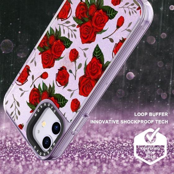 Simply Red Roses Glitter Phone Case - iPhone 11 Case - MOSNOVO