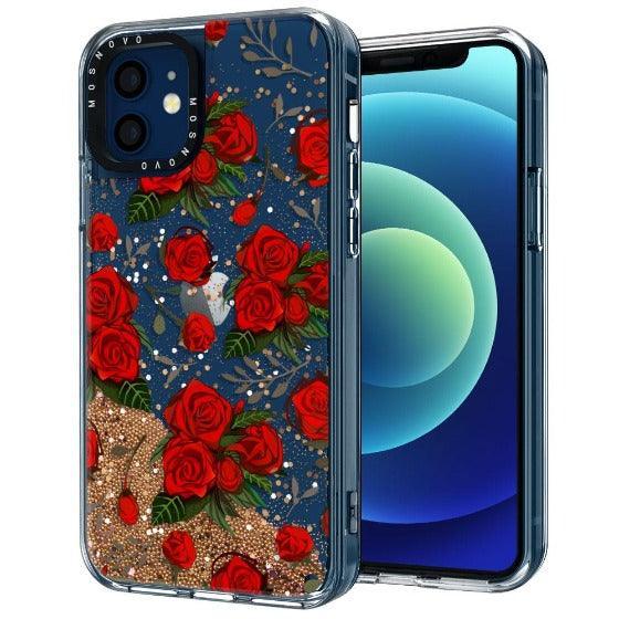 Simply Red Roses Glitter Phone Case - iPhone 12 Case - MOSNOVO
