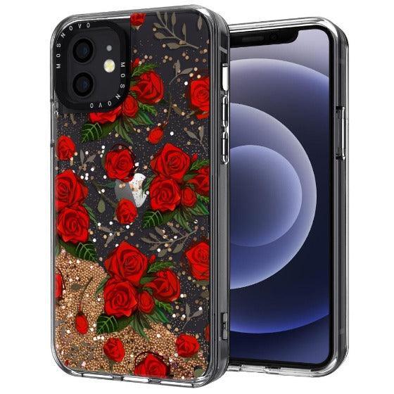 Simply Red Roses Glitter Phone Case - iPhone 12 Case - MOSNOVO
