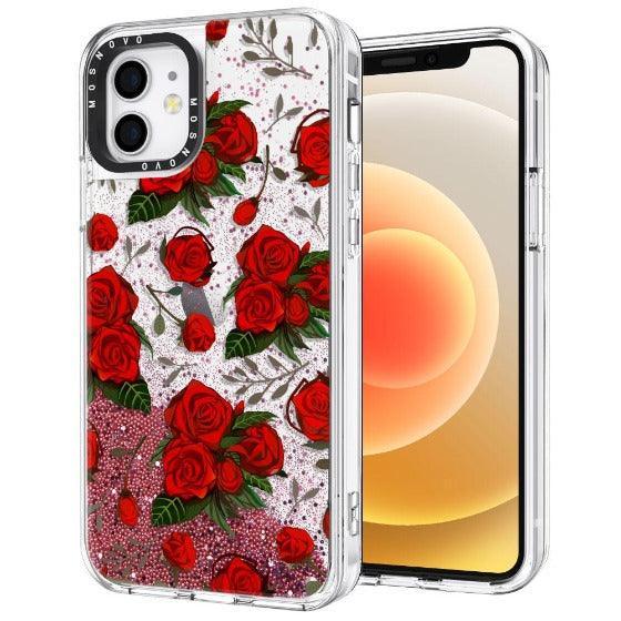 Simply Red Roses Glitter Phone Case - iPhone 12 Mini Case - MOSNOVO