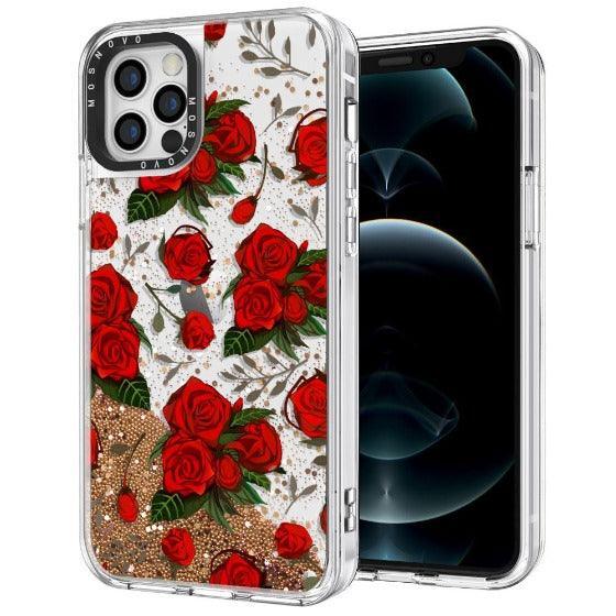 Simply Red Roses Glitter Phone Case - iPhone 12 Pro Case - MOSNOVO