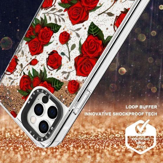 Simply Red Roses Glitter Phone Case - iPhone 12 Pro Case - MOSNOVO