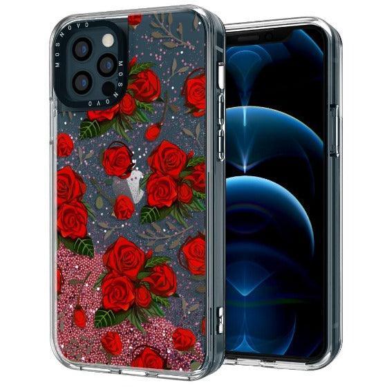 Simply Red Roses Glitter Phone Case - iPhone 12 Pro Max Case - MOSNOVO