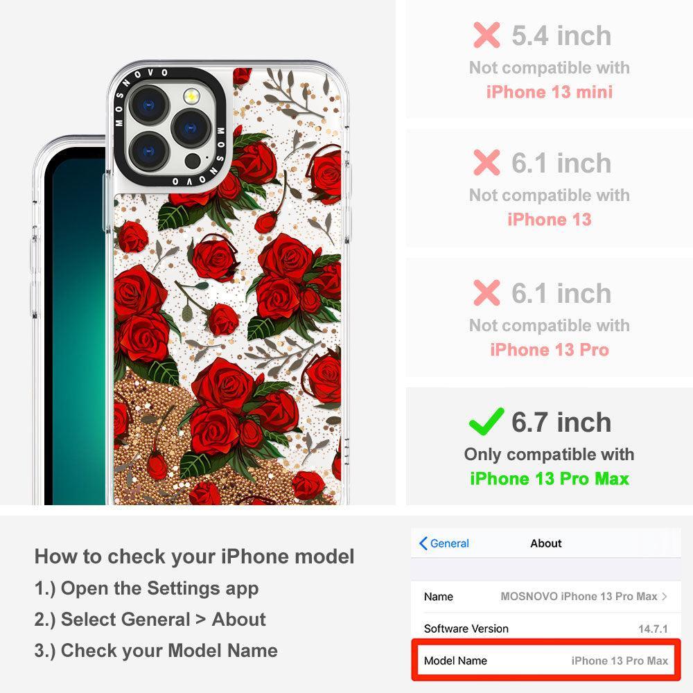 Simply Red Roses Glitter Phone Case - iPhone 13 Pro Max Case - MOSNOVO