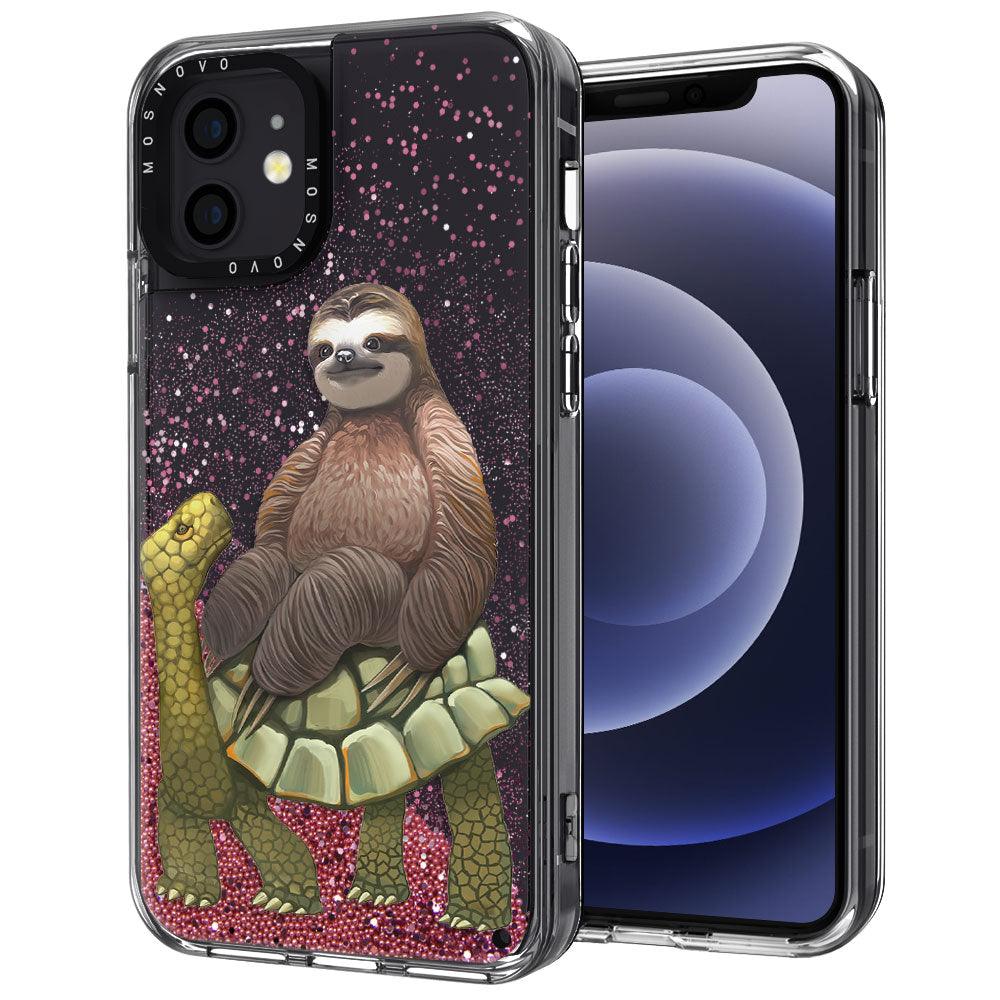 Sloth Turtle Glitter Phone Case - iPhone 12 Mini Case - MOSNOVO