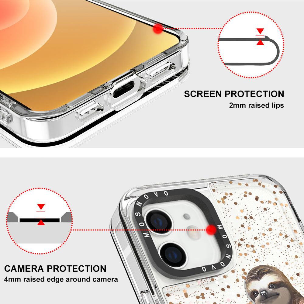 Sloth Turtle Glitter Phone Case - iPhone 12 Mini Case - MOSNOVO