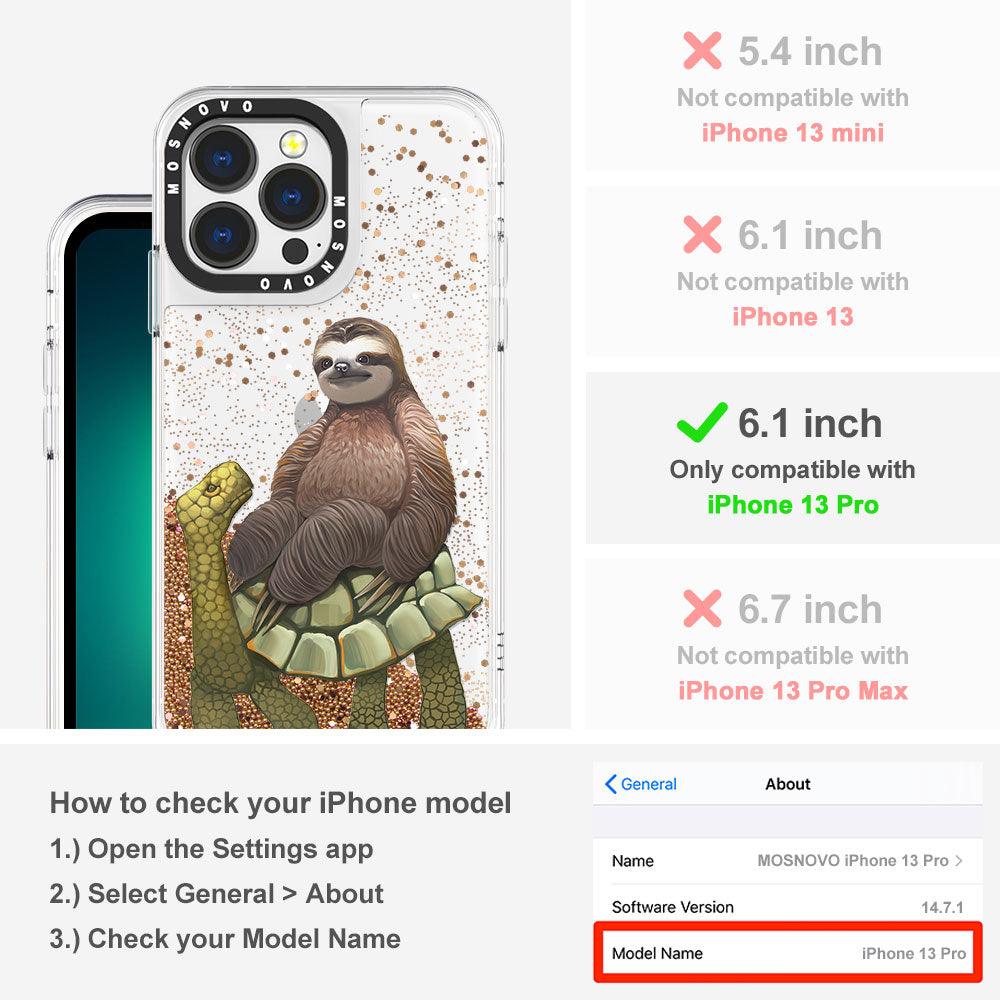 Sloth Turtle Glitter Phone Case - iPhone 13 Pro Case - MOSNOVO