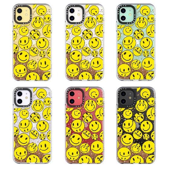 Smiley Face Glitter Phone Case - iPhone 11 Case - MOSNOVO