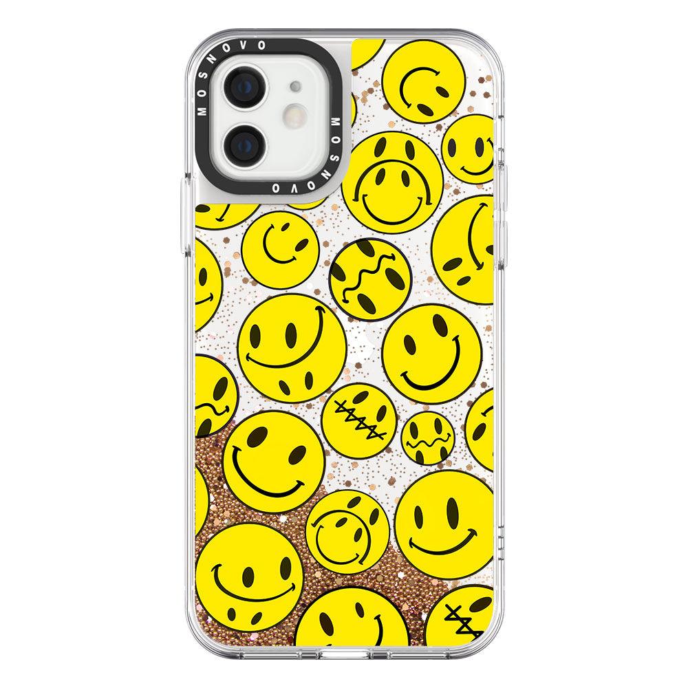 Smiley Face Glitter Phone Case - iPhone 12 Case - MOSNOVO