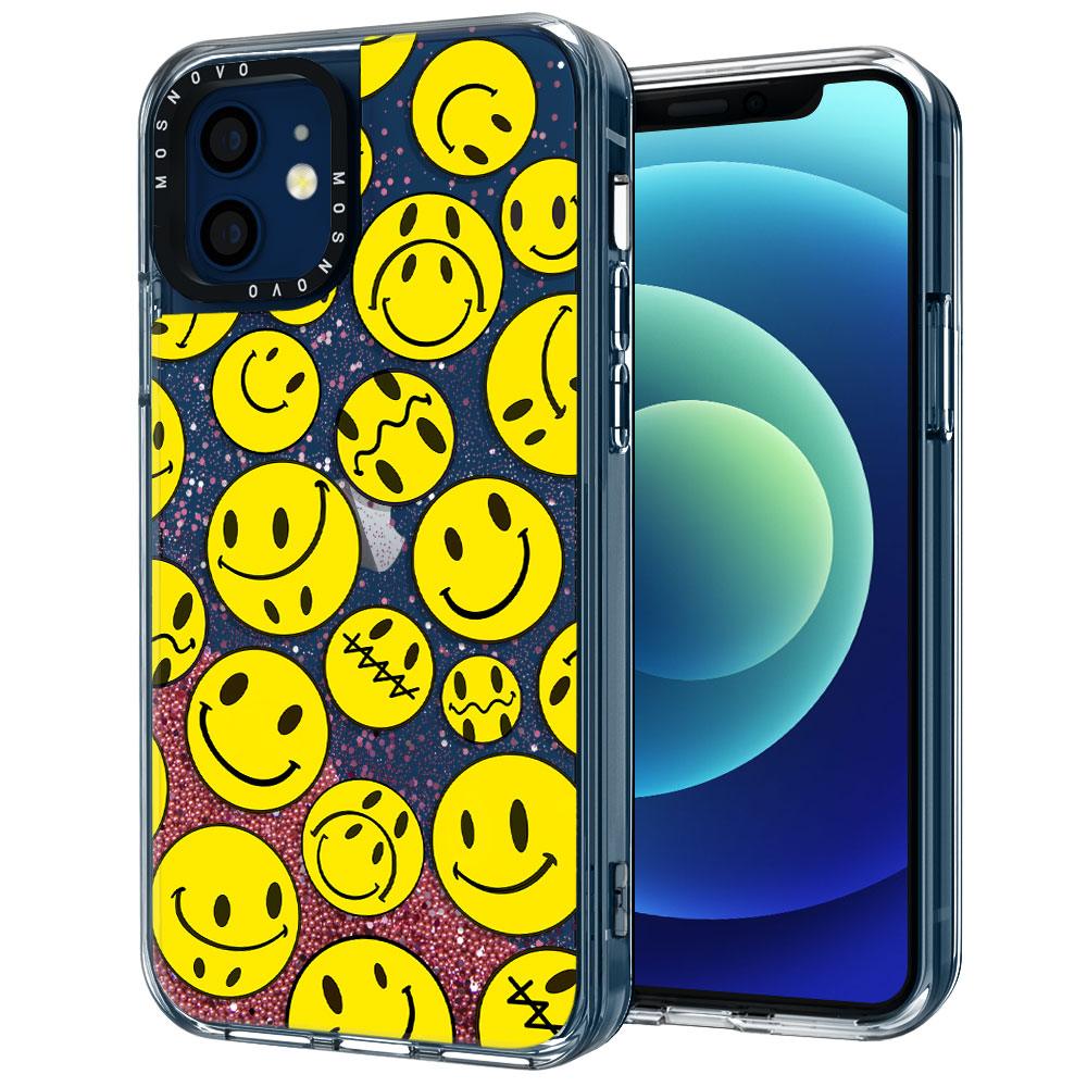 Smiley Face Glitter Phone Case - iPhone 12 Case - MOSNOVO