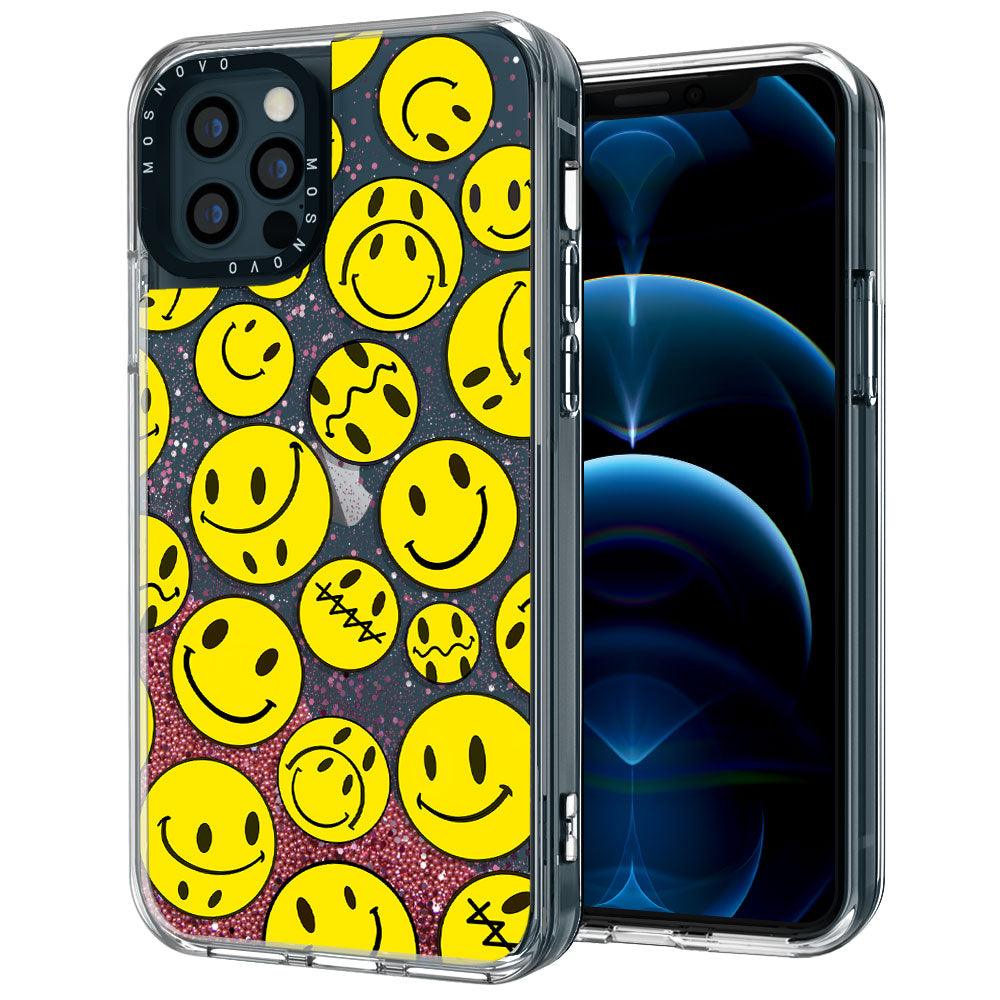 Smiley Face Glitter Phone Case - iPhone 12 Pro Case - MOSNOVO