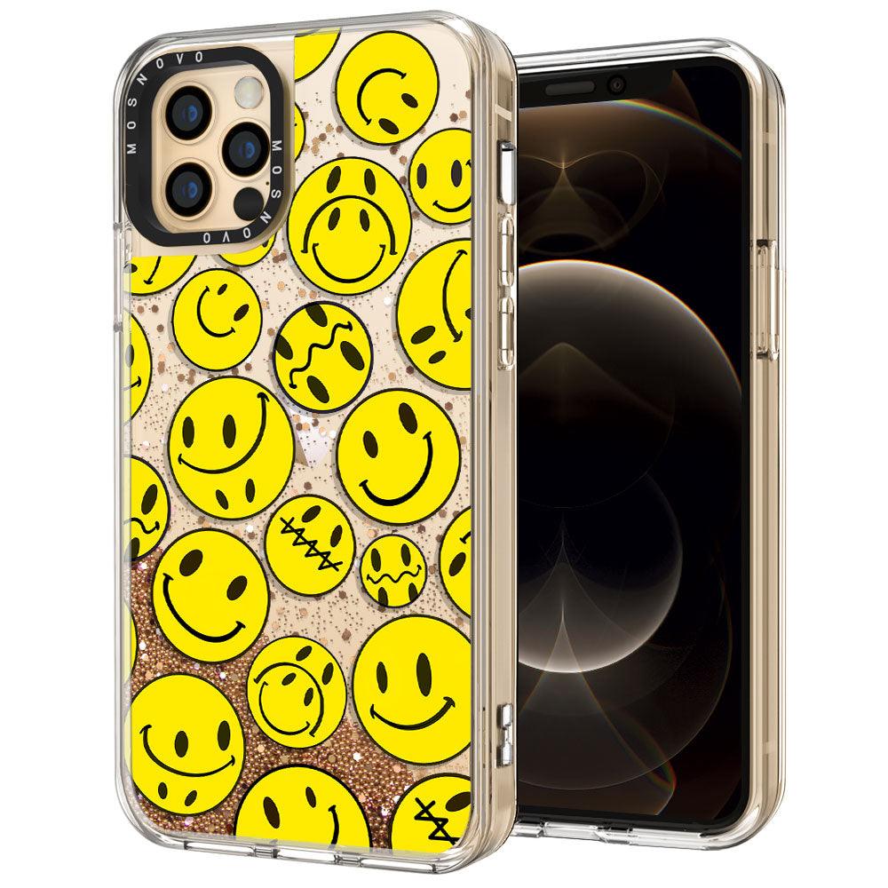 Smiley Face Glitter Phone Case - iPhone 12 Pro Max Case - MOSNOVO