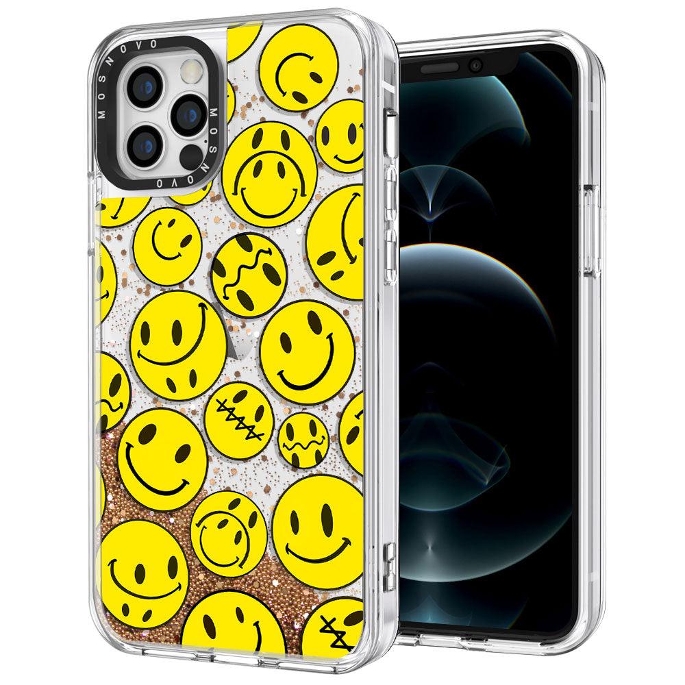 Smiley Face Glitter Phone Case - iPhone 12 Pro Max Case - MOSNOVO
