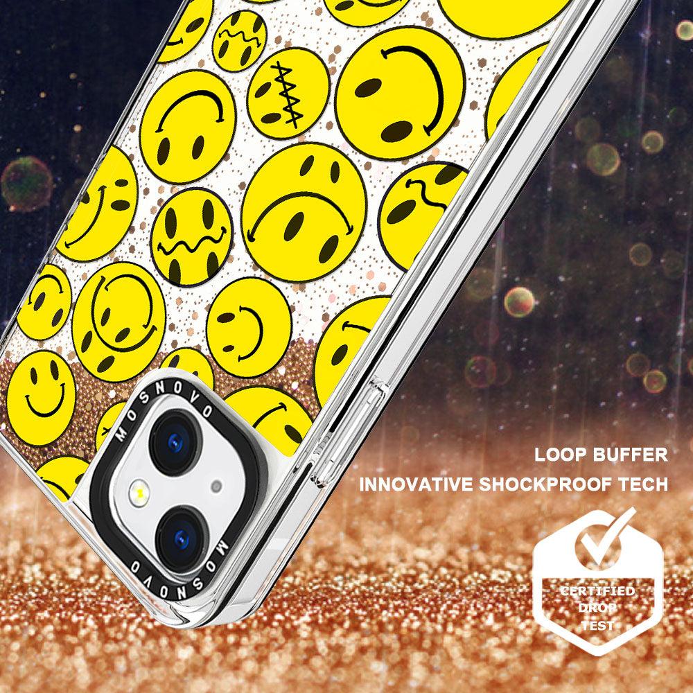 Smiley Face Glitter Phone Case - iPhone 13 Case - MOSNOVO