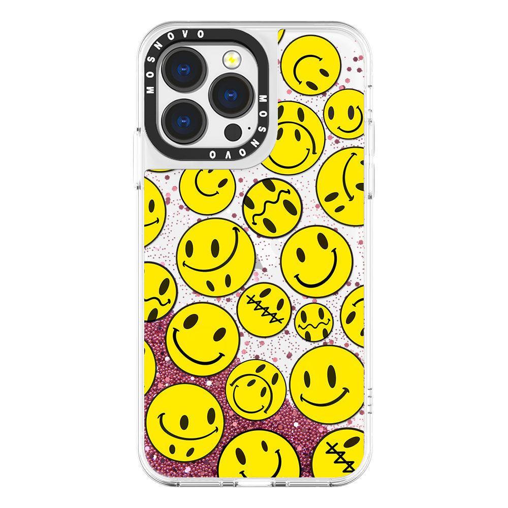 Smiley Face Glitter Phone Case - iPhone 13 Pro Case - MOSNOVO