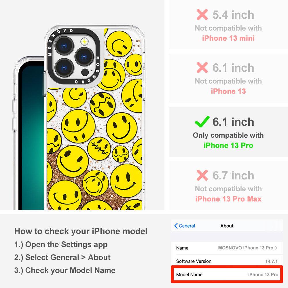 Smiley Face Glitter Phone Case - iPhone 13 Pro Case - MOSNOVO