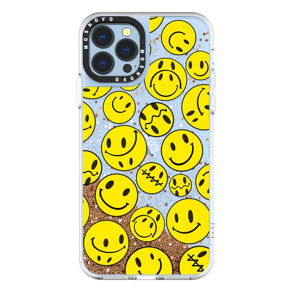 Smiley Face Glitter Phone Case - iPhone 13 Pro Max Case - MOSNOVO
