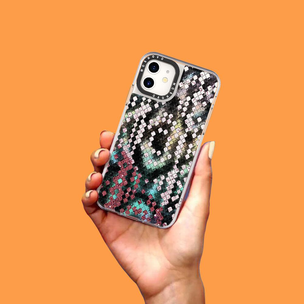 Snake Print Glitter Phone Case - iPhone 11 Case - MOSNOVO