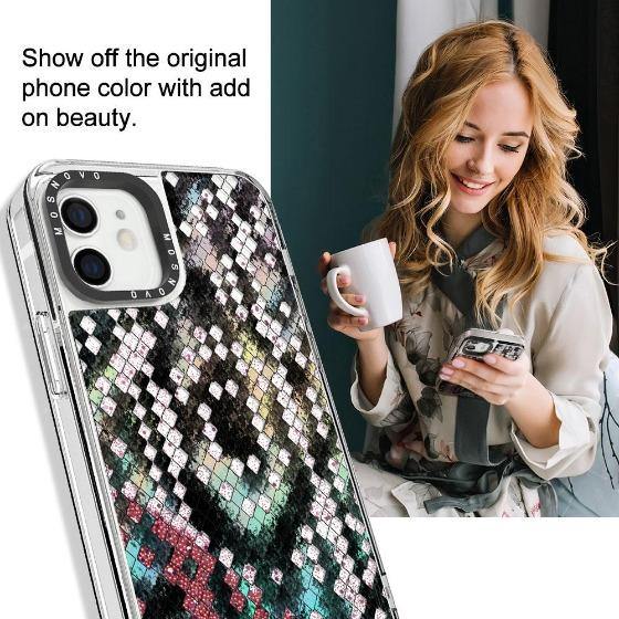 Snake Print Glitter Phone Case - iPhone 12 Case - MOSNOVO