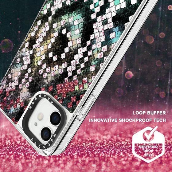 Snake Print Glitter Phone Case - iPhone 12 Mini Case - MOSNOVO