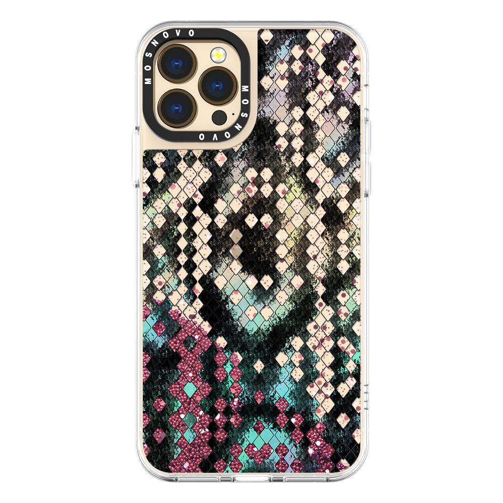 Snake Print Glitter Phone Case - iPhone 13 Pro Max Case - MOSNOVO